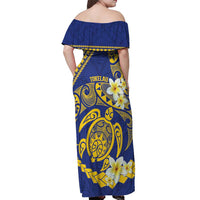 Te Vaiaho o te Gagana Tokelau Off Shoulder Maxi Dress Polynesian Turtle - Malo Ni! LT14 - Polynesian Pride