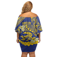 Te Vaiaho o te Gagana Tokelau Off Shoulder Short Dress Polynesian Turtle - Malo Ni! LT14 - Polynesian Pride