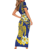 Te Vaiaho o te Gagana Tokelau Short Sleeve Bodycon Dress Polynesian Turtle - Malo Ni! LT14 - Polynesian Pride