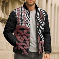 New Zealand Bomber Puffer Jacket Aotearoa Kowhaiwhai Mix Taniko Art - Polynesian Pride