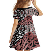 New Zealand Kid Short Sleeve Dress Aotearoa Kowhaiwhai Mix Taniko Art LT14 - Polynesian Pride