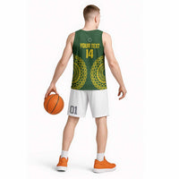 Custom Avaiki Cook Islands Rugby Basketball Jersey Kuki Airani Tatau Green LT14 - Polynesian Pride