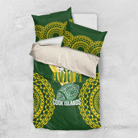Avaiki Cook Islands Rugby Bedding Set Kuki Airani Tatau Green - Polynesian Pride