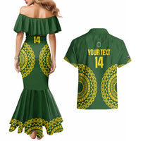 Custom Avaiki Cook Islands Rugby Couples Matching Mermaid Dress and Hawaiian Shirt Kuki Airani Tatau Green - Polynesian Pride