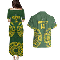 Custom Avaiki Cook Islands Rugby Couples Matching Puletasi and Hawaiian Shirt Kuki Airani Tatau Green LT14 - Polynesian Pride