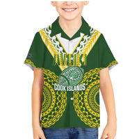 Custom Avaiki Cook Islands Rugby Family Matching Mermaid Dress and Hawaiian Shirt Kuki Airani Tatau Green - Polynesian Pride
