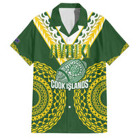 Custom Avaiki Cook Islands Rugby Family Matching Off Shoulder Maxi Dress and Hawaiian Shirt Kuki Airani Tatau Green - Polynesian Pride