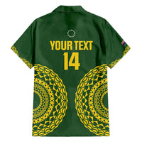 Custom Avaiki Cook Islands Rugby Family Matching Off Shoulder Maxi Dress and Hawaiian Shirt Kuki Airani Tatau Green - Polynesian Pride