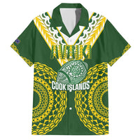 Custom Avaiki Cook Islands Rugby Family Matching Short Sleeve Bodycon Dress and Hawaiian Shirt Kuki Airani Tatau Green - Polynesian Pride