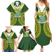Custom Avaiki Cook Islands Rugby Family Matching Summer Maxi Dress and Hawaiian Shirt Kuki Airani Tatau Green - Polynesian Pride