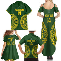 Custom Avaiki Cook Islands Rugby Family Matching Summer Maxi Dress and Hawaiian Shirt Kuki Airani Tatau Green LT14 - Polynesian Pride