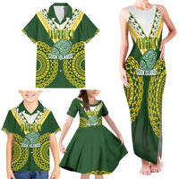Custom Avaiki Cook Islands Rugby Family Matching Tank Maxi Dress and Hawaiian Shirt Kuki Airani Tatau Green - Polynesian Pride