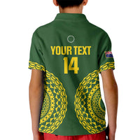 Custom Avaiki Cook Islands Rugby Kid Polo Shirt Kuki Airani Tatau Green LT14 - Polynesian Pride