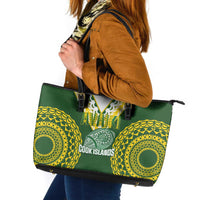 Avaiki Cook Islands Rugby Leather Tote Bag Kuki Airani Tatau Green - Polynesian Pride
