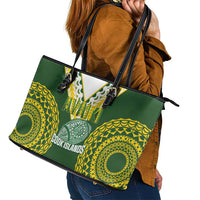 Avaiki Cook Islands Rugby Leather Tote Bag Kuki Airani Tatau Green - Polynesian Pride