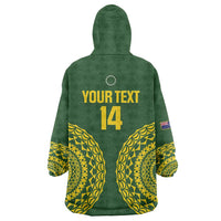 Custom Avaiki Cook Islands Rugby Wearable Blanket Hoodie Kuki Airani Tatau Green LT14 - Polynesian Pride