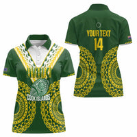 Custom Avaiki Cook Islands Rugby Women Polo Shirt Kuki Airani Tatau Green LT14 - Polynesian Pride