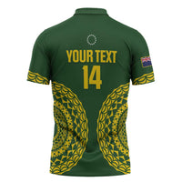 Custom Avaiki Cook Islands Rugby Zipper Polo Shirt Kuki Airani Tatau Green LT14 - Polynesian Pride