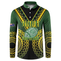 Custom Avaiki Cook Islands Rugby Button Sweatshirt Kuki Airani Tatau Black - Polynesian Pride