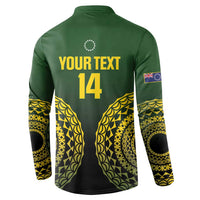 Custom Avaiki Cook Islands Rugby Button Sweatshirt Kuki Airani Tatau Black - Polynesian Pride