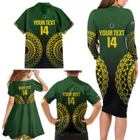 Custom Avaiki Cook Islands Rugby Family Matching Long Sleeve Bodycon Dress and Hawaiian Shirt Kuki Airani Tatau Black - Polynesian Pride
