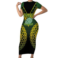 Custom Avaiki Cook Islands Rugby Family Matching Short Sleeve Bodycon Dress and Hawaiian Shirt Kuki Airani Tatau Black - Polynesian Pride
