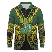Custom Avaiki Cook Islands Rugby Long Sleeve Polo Shirt Kuki Airani Tatau Black LT14 Black - Polynesian Pride