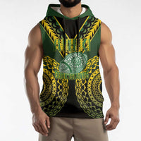 Custom Avaiki Cook Islands Rugby Sleeveless Hoodie Kuki Airani Tatau Black LT14 - Polynesian Pride
