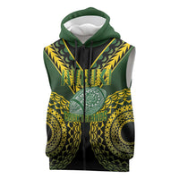 Custom Avaiki Cook Islands Rugby Sleeveless Zip Hoodie Kuki Airani Tatau Black LT14 Black - Polynesian Pride