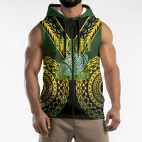 Custom Avaiki Cook Islands Rugby Sleeveless Zip Hoodie Kuki Airani Tatau Black LT14 - Polynesian Pride