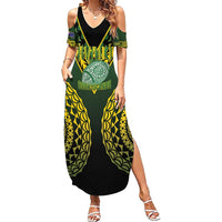 Custom Avaiki Cook Islands Rugby Summer Maxi Dress Kuki Airani Tatau Black - Polynesian Pride