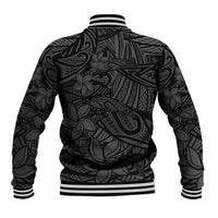 Polynesia Baseball Jacket Polynesian Pattern Mix Plumeria Black LT14 - Polynesian Pride