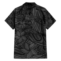 Polynesia Family Matching Off Shoulder Short Dress and Hawaiian Shirt Polynesian Pattern Mix Plumeria Black LT14 - Polynesian Pride