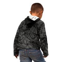 Polynesia Kid Hoodie Polynesian Pattern Mix Plumeria Black LT14 - Polynesian Pride