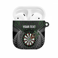 Personalised New Zealand Darts AirPods Case Dartboard Maori Fern Puhoro Art LT14 Black - Polynesian Pride