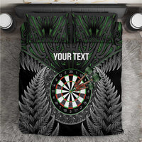 Personalised New Zealand Darts Bedding Set Dartboard Maori Fern Puhoro Art