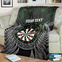 Personalised New Zealand Darts Blanket Dartboard Maori Fern Puhoro Art