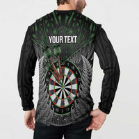 Personalised New Zealand Darts Button Sweatshirt Dartboard Maori Fern Puhoro Art