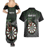 Personalised New Zealand Darts Couples Matching Summer Maxi Dress and Hawaiian Shirt Dartboard Maori Fern Puhoro Art