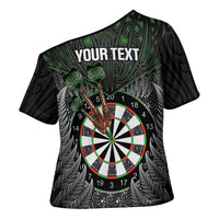 Personalised New Zealand Darts Cross Shoulder Shirt Dartboard Maori Fern Puhoro Art LT14 - Polynesian Pride