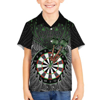 Personalised New Zealand Darts Family Matching Summer Maxi Dress and Hawaiian Shirt Dartboard Maori Fern Puhoro Art