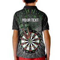 Personalised New Zealand Darts Kid Polo Shirt Dartboard Maori Fern Puhoro Art