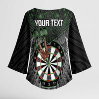 Personalised New Zealand Darts Kimono Sleeve Blouse Dartboard Maori Fern Puhoro Art LT14 - Polynesian Pride