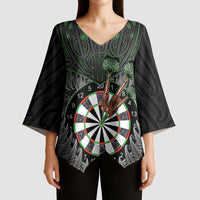 Personalised New Zealand Darts Kimono Sleeve Blouse Dartboard Maori Fern Puhoro Art LT14 - Polynesian Pride