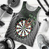 Personalised New Zealand Darts Men Tank Top Dartboard Maori Fern Puhoro Art
