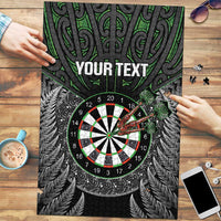 Personalised New Zealand Darts Puzzle Dartboard Maori Fern Puhoro Art LT14 Black - Polynesian Pride