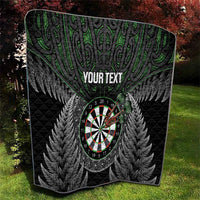Personalised New Zealand Darts Quilt Dartboard Maori Fern Puhoro Art