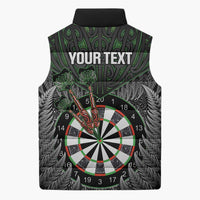 Personalised New Zealand Darts Sleeveless Puffer Jacket Dartboard Maori Fern Puhoro Art LT14 - Polynesian Pride