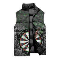 Personalised New Zealand Darts Sleeveless Puffer Jacket Dartboard Maori Fern Puhoro Art LT14 - Polynesian Pride