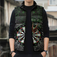 Personalised New Zealand Darts Sleeveless Puffer Jacket Dartboard Maori Fern Puhoro Art LT14 - Polynesian Pride